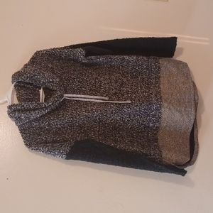 THML Gray Black Cowl Neck Drawstring Wool Blend Sweater